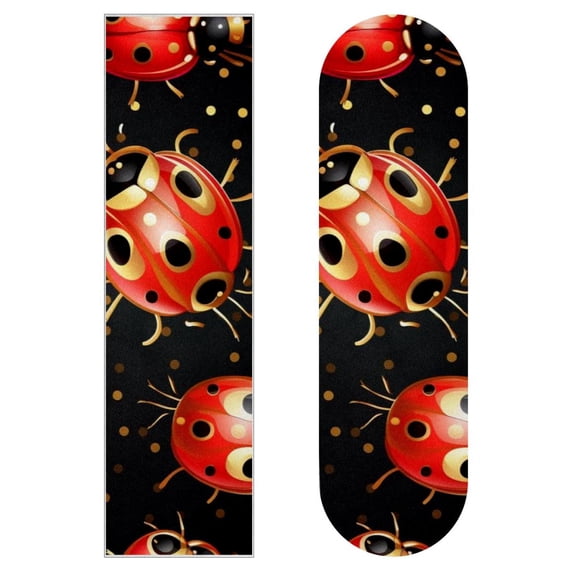 Seven Starred Ladybird Emery Surface Skateboard Stickers Pack of Two | PVC Backing | 8.8x32.6in/22.4x83 cm | Skateboard Accessories