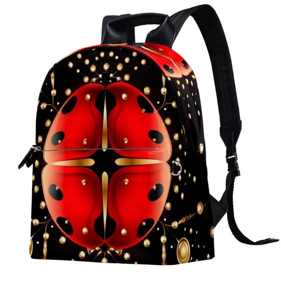 Seven Starred Ladybird Leather Printed Backpack for Men Women Teens Work School Camping | Adjustable Shoulder Straps, Large Capacity, Lightweight Adult Bagpack