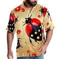 thumbnail image 1 of Seven Starred Ladybird Men's Button Down Hawaiian Poplin Shirt Summer Beach Printed Casual Short Sleeve Unisex Shirts, 1 of 6