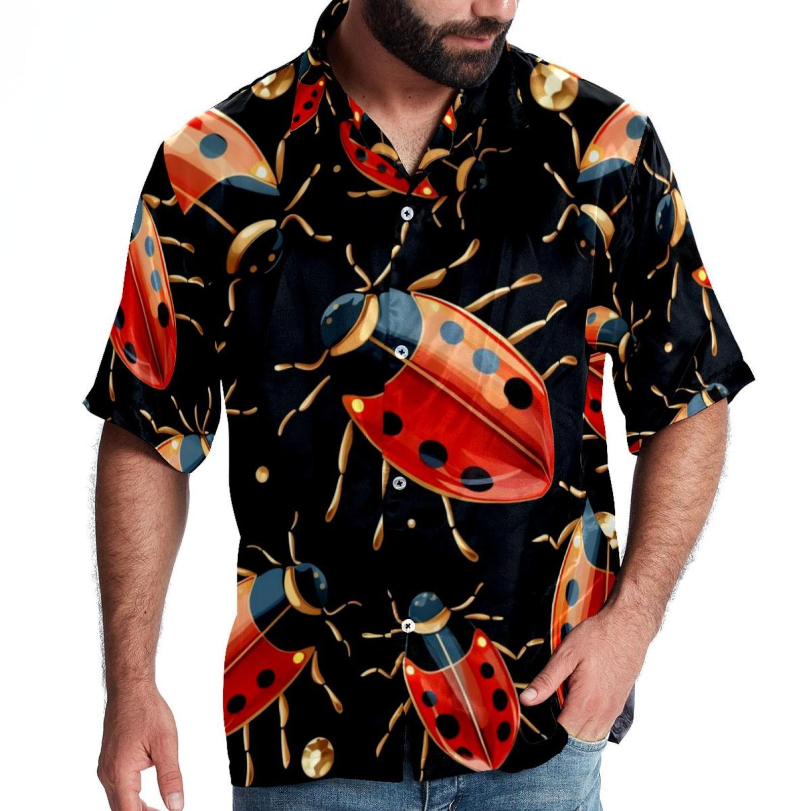 Seven Starred Ladybird Men's Short Sleeve Shirts, Casual, Printed ...