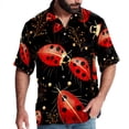 thumbnail image 1 of Seven Starred Ladybird Men's Spread Collar Poplin Beach Shirts - Casual Printed Button Down Short Sleeve Summer Tops for Unisex, 1 of 6