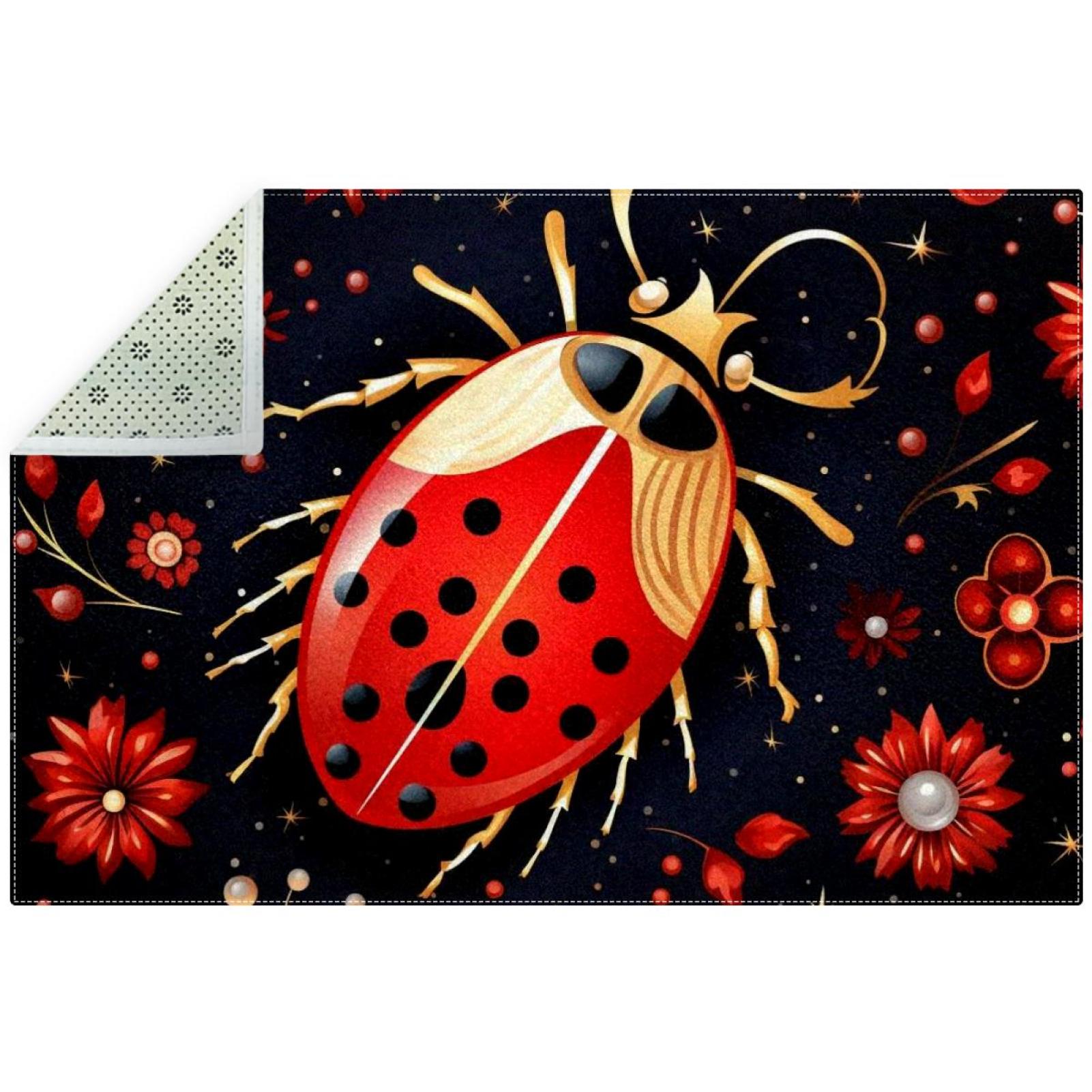 Seven Starred Ladybird Polyester RightAngle Office Mat for