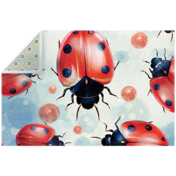 Seven Starred Ladybird Polyester Right-Angle Office Mat for Professional Workspaces - Durable and Floor Protector for Offices and Home Offices - Black Color