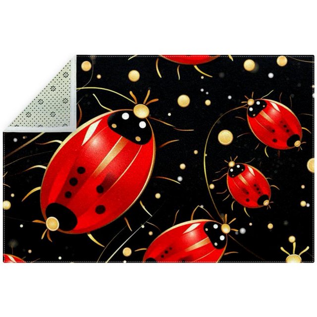 Seven Starred Ladybird Polyester RightAngle Office Mat for
