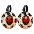 thumbnail image 1 of Seven Starred Ladybird Set of 2pcs PU Leather Round Suitcase Tags with Privacy Cover and Name ID Tag - Ideal for Travel Luggage, Handbags, Backpacks, School Bags, 1 of 6