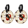 thumbnail image 1 of Seven Starred Ladybird Set of 2pcs PU Leather Round Suitcase Tags with Privacy Cover and Name ID Tag - Ideal for Travel Luggage, Handbags, Backpacks, School Bags, 1 of 6