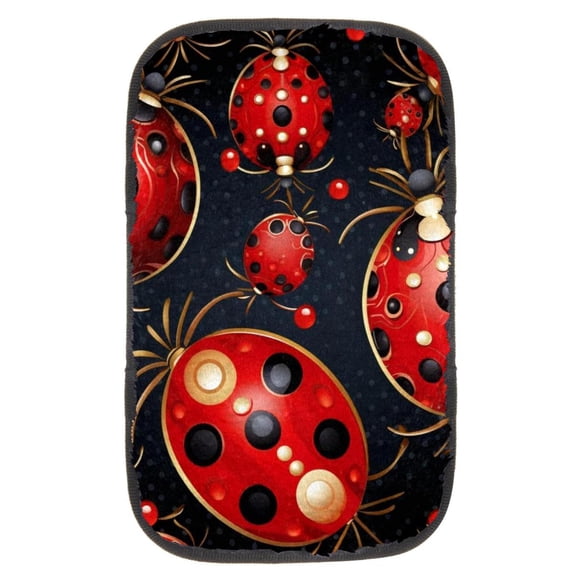 Seven Starred Ladybird Soft Comfortable Furry Printed Car Armrest Pad Mat Cover, 12.5x8.2 Inch Armrest Accessories