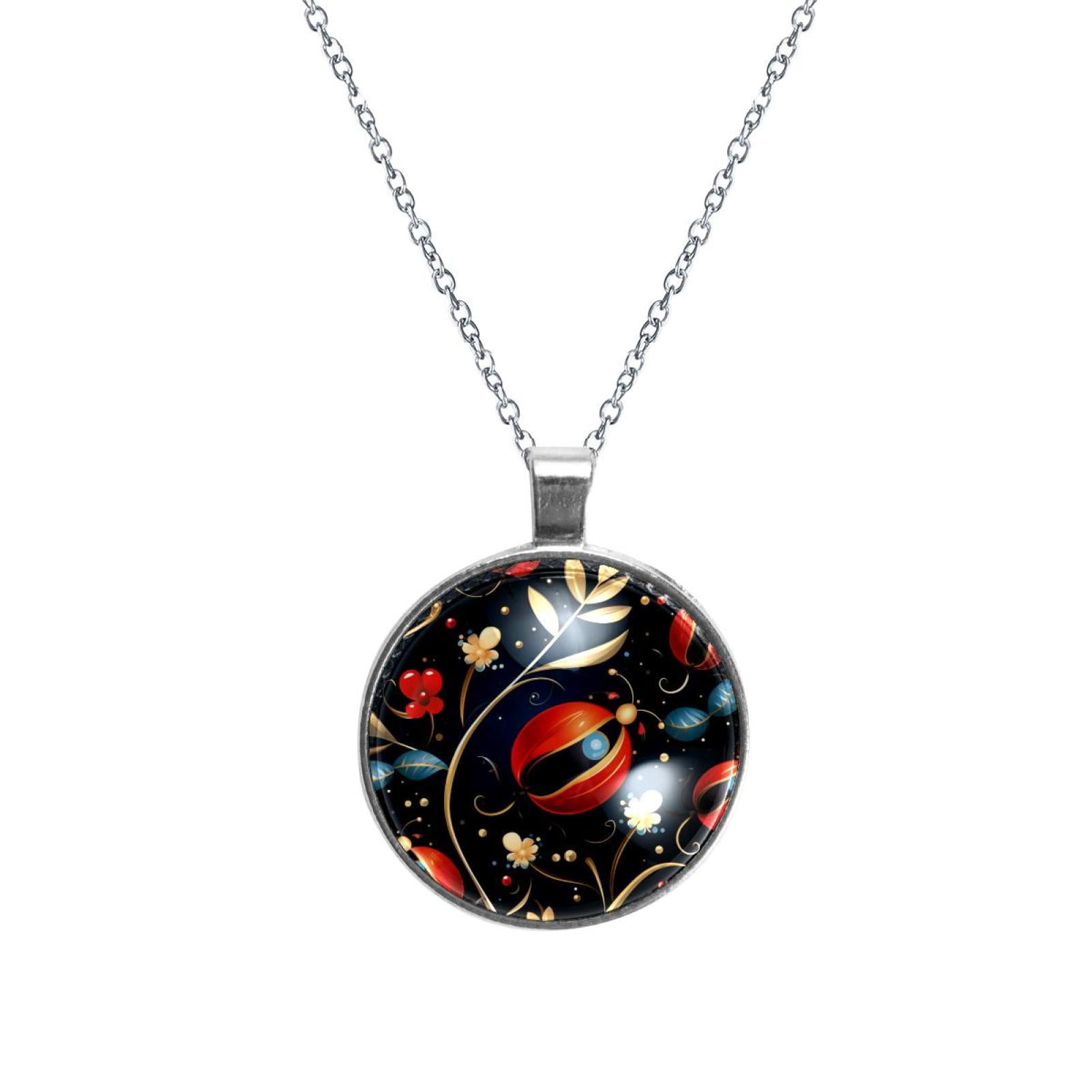 Seven Starred Ladybird Stunning Glass Circular Pendant Necklace - Women ...