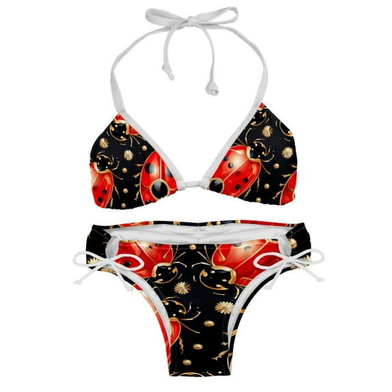 Seven Starred Ladybird Stylish Bikini Set with Detachable Sponge and Adjustable Strap, Two-Pack Swim Suits for Beach and Pool Parties