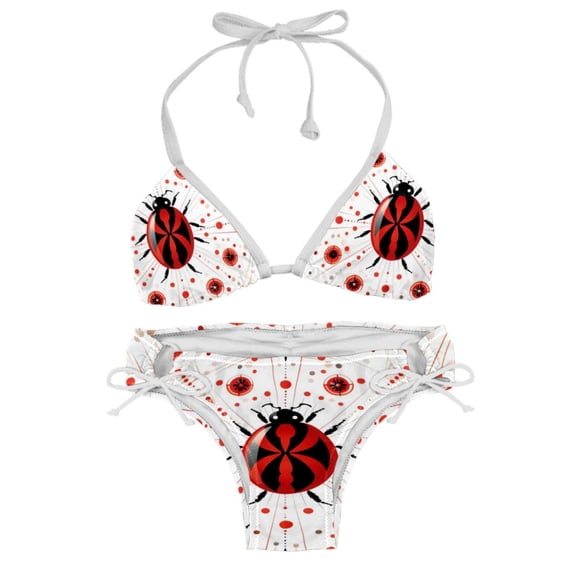 Seven Starred Ladybird Swim Wear Bikini Set with Detachable Sponge & Adjustable Strap, Two-Pack for Versatile Swimming Suit Styles
