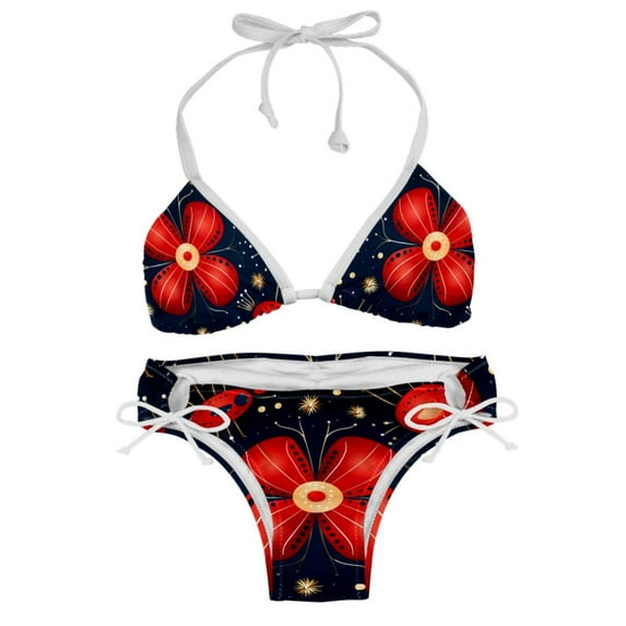 Seven Starred Ladybird Swimming Suit Bikini Set Bikinis, Detachable Sponge, Adjustable Strap, Two-Pack, Beach Pool Party Vacation Wear