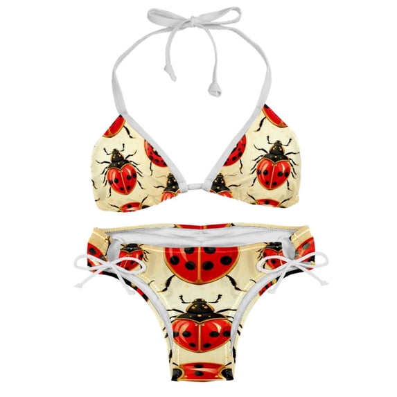 Seven Starred Ladybird Swimsuit Women Bikini Set with Detachable Sponge & Adjustable Strap, Two-Pack Ideal for Beach & Pool Parties