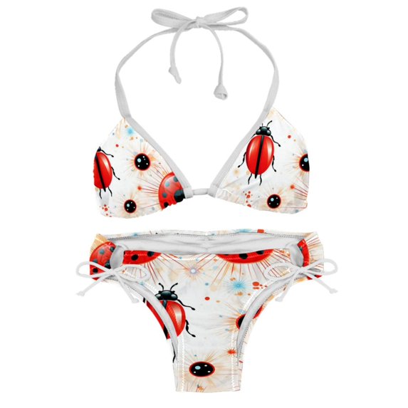 Seven Starred Ladybird Swimsuit Women Bikini Sets, Detachable Sponge Adjustable Strap Swim Suits, Two-Pack- Beachwear Pool Party Summer Vacation