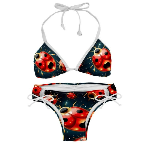 Seven Starred Ladybird Women's Bikini Set with Detachable Sponge, Adjustable Strap | 2-Pack, Beachwear, Poolside, Swimsuit.