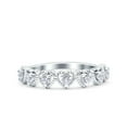 thumbnail image 1 of Seven Stone Diamond Ring, Heart Shape Mount Diamond Engagement Ring, Half Eternity Diamond Wedding Band, 2.1 Ct Round Brilliant Cut Simulated Diamond, 14K White Gold Plated, Promise Ring, 1 of 5