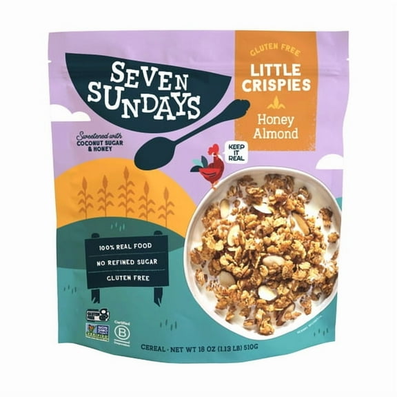 Seven Sunday Little Crispies Cereal, Honey Almond, 18 oz