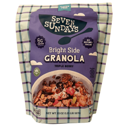 Seven Sundays Bright Side Triple Berry Granola, 20 oz – Gluten Free, No Refined Sugar, 6g Protein