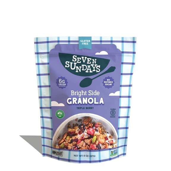 Seven Sundays Bright Side Triple Berry breakfast Granola, Gluten Free, 8 oz, 1 Bag