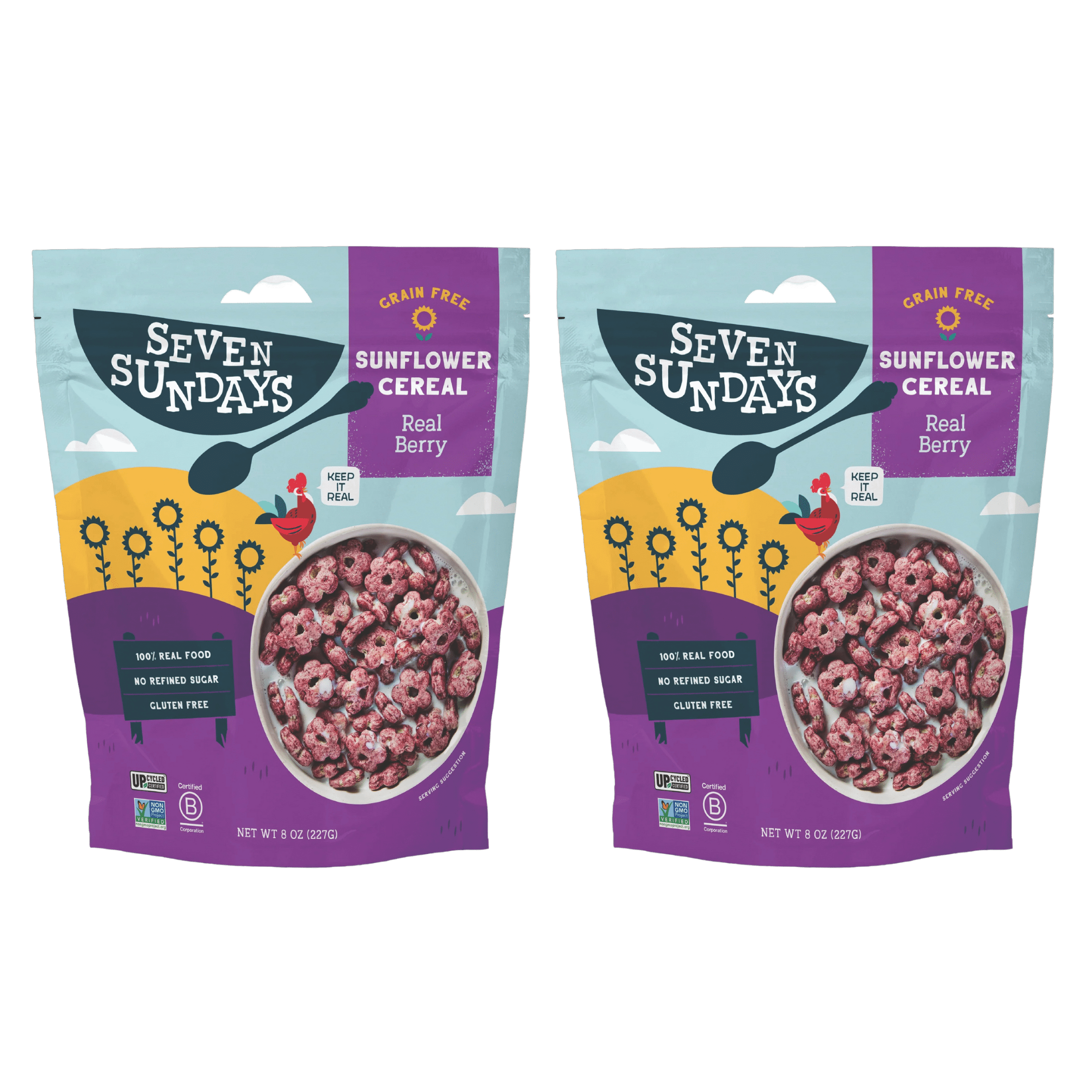 Seven Sundays Cereal, Real Berry 8 oz, Grain & Gluten free Cereal, 2 Pack