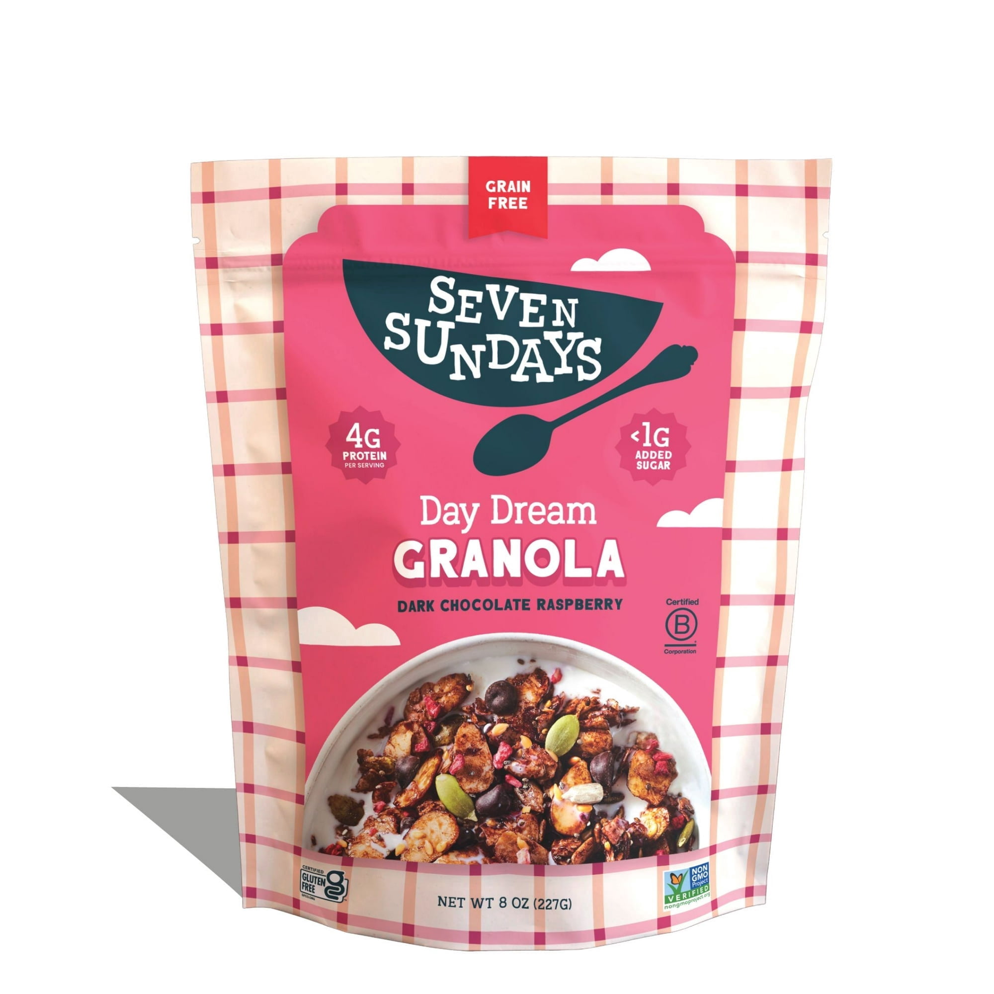 Seven Sundays Dark Chocolate Raspberry Breakfast Granola, Gluten Free, Grain Free, 8 oz, 1 Bag