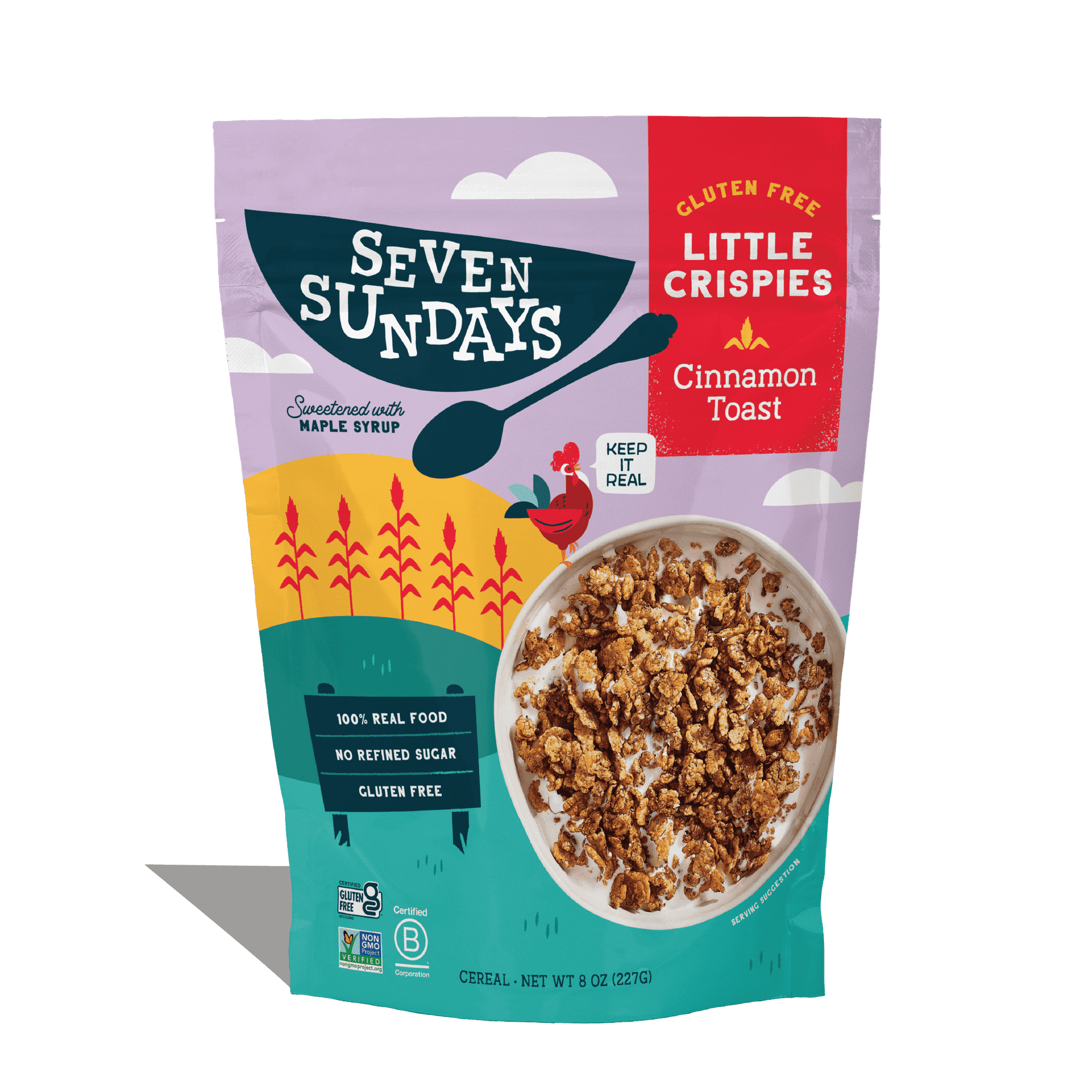 Seven Sundays Little Crispies Cinnamon Toast Gluten-Free Breakfast Cereal, Crisp Texture, 8oz Bag