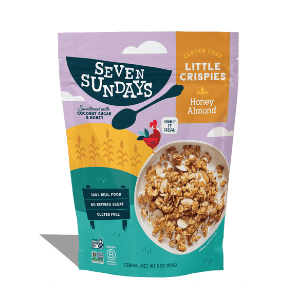 Seven Sundays Little Crispies Honey Almond Gluten-Free Cereal, 8 oz Bag, with Delightful Crunch
