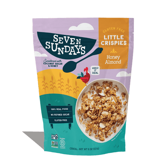 Seven Sundays Little Crispies Honey Almond Gluten-Free Cereal, 8 oz Bag, with Delightful Crunch