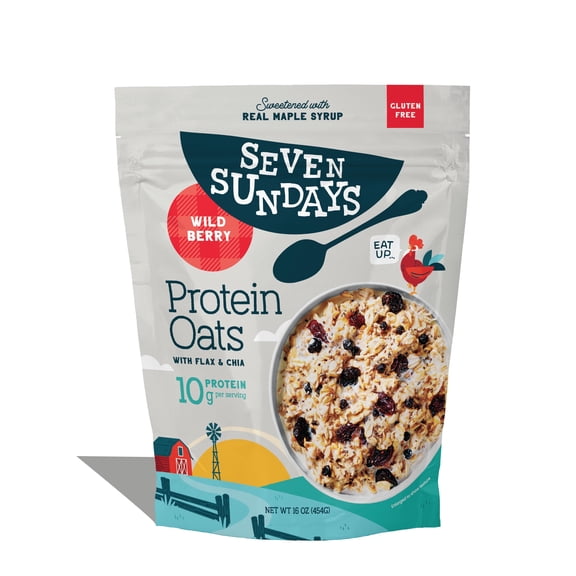Seven Sundays Maple Almond Flax Chia Protein Oats, Gluten Free, 16 oz Bag