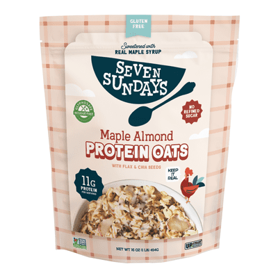 Seven Sundays Maple Almond Flax Chia Protein Oats, Gluten Free, 16 oz Bag
