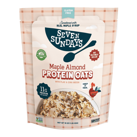 Seven Sundays Maple Almond Flax Chia Protein Oats, Gluten Free, 16 oz Bag