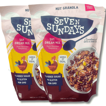 Seven Sundays Nut Granola Day Dream Mix Dark Chocolate Raspberry, Grain Free, 20 oz (2 Pack)