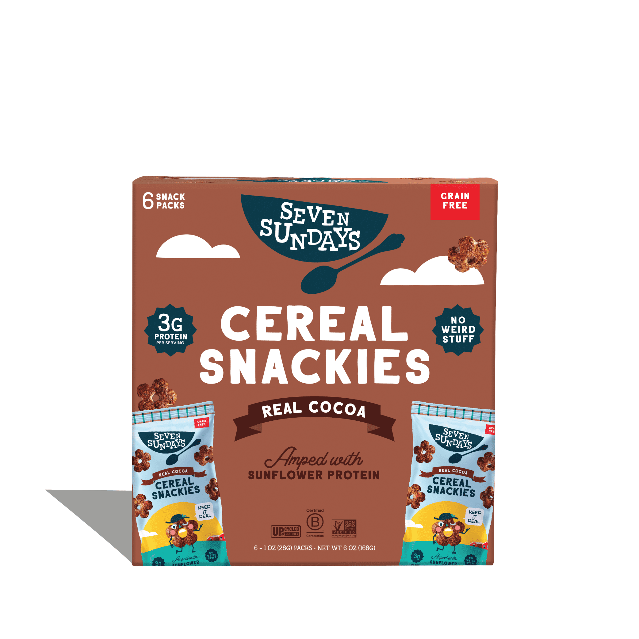 Seven Sundays Snackies Real Cocoa Sunflower Breakfast Cereal, Gluten Free, Grain Free, Pack of 6, 1 oz servings