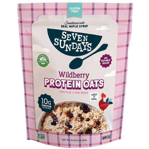 Seven Sundays Protein Oats Wild Berry Instant Oatmeal, Gluten-Free, 10g Protein, 16 oz