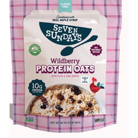 Seven Sundays Wildberry Protein Oats with Flax & Chia Seeds, 32 oz.