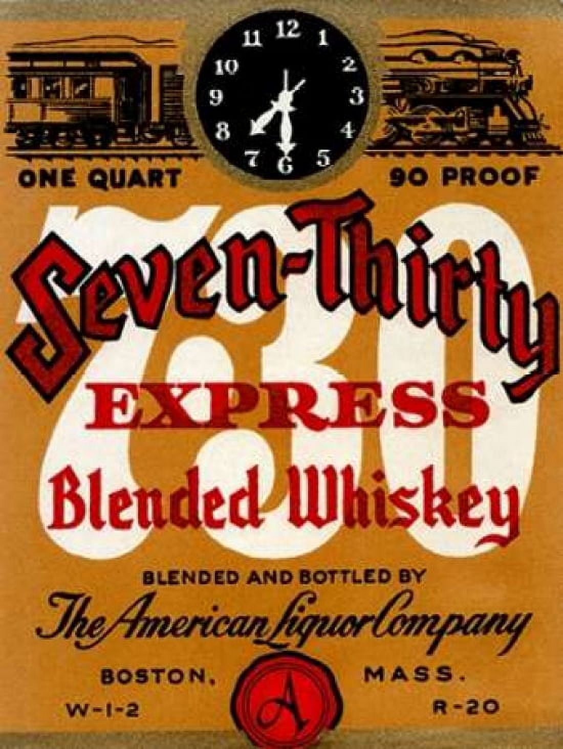 Seven-Thirty Express Blended Whiskey Canvas Art - Vintage Booze Labels (18 x 24)