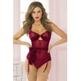 thumbnail image 1 of Seven 'Til Midnight Savoir Faire Teddy Set, Wine Lace Teddy, 1 of 3