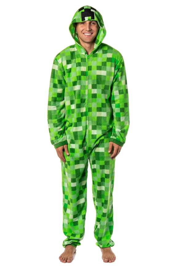 Men's Minecraft Creeper Costume Pajama, Green