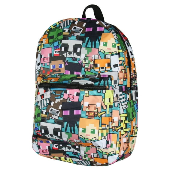 Seven Times Six Minecraft Backpack Multi Character Chibi Travel Backpack, Beige
