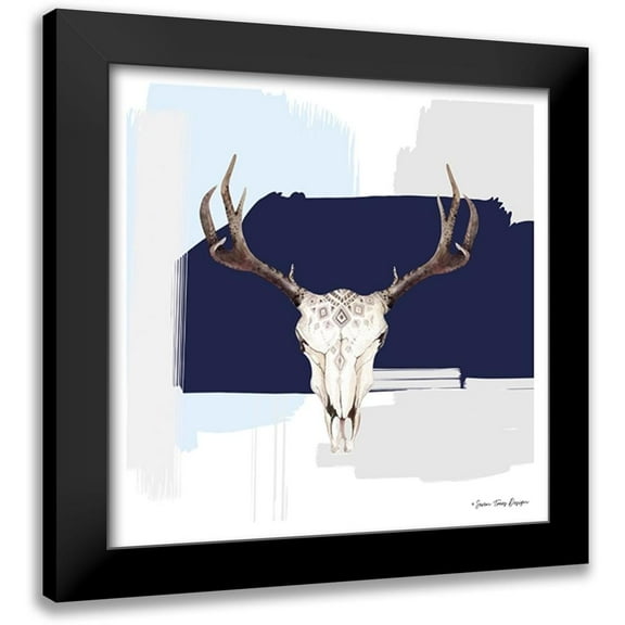 Seven Trees Design 12x12 Black Modern Framed Museum Art Print Titled - Colored Steer Head III