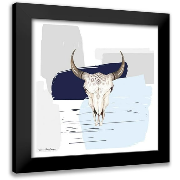 Seven Trees Design 12x12 Black Modern Framed Museum Art Print Titled - Colored Steer Head II