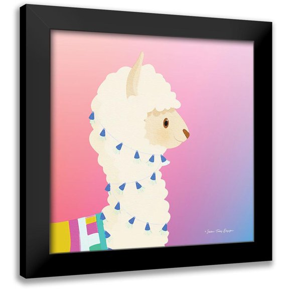 Seven Trees Design 12x12 Black Modern Framed Museum Art Print Titled - Llama