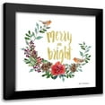thumbnail image 1 of Seven Trees Design 12x12 Black Modern Framed Museum Art Print Titled - Merry and Bright Robin Wreath, 1 of 5