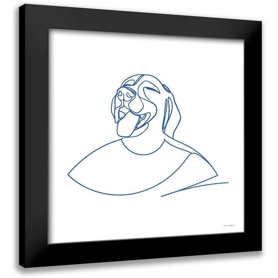 Seven Trees Design 12x12 Black Modern Framed Museum Art Print Titled - One Line Female Dog