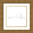 thumbnail image 1 of Seven Trees Design 12x12 Gold Ornate Wood Framed with Double Matting Museum Art Print Titled - One Line Barcelona, 1 of 4