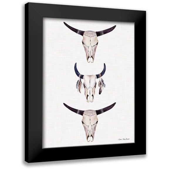 Seven Trees Design 12x14 Black Modern Framed Museum Art Print Titled - Boho Steer Head III