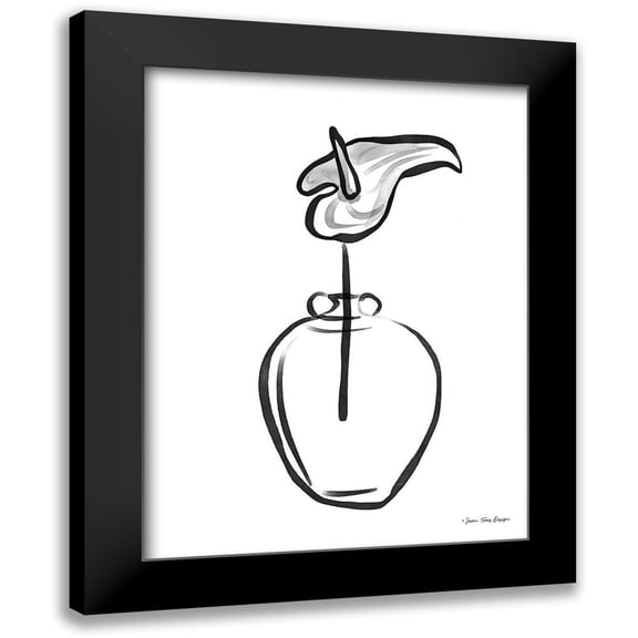 Seven Trees Design 12x14 Black Modern Framed Museum Art Print Titled - Flower and Pot Drawing