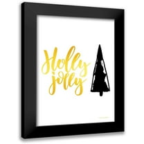 Seven Trees Design 12x14 Black Modern Framed Museum Art Print Titled - Holly Jolly Christmas Tre