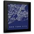 thumbnail image 1 of Seven Trees Design 12x14 Black Modern Framed Museum Art Print Titled - NYC Street Blue Map, 1 of 5