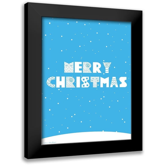 Seven Trees Design 12x14 Black Modern Framed Museum Art Print Titled - Snowy Merry Christmas