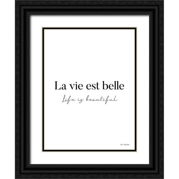 Seven Trees Design 12x14 Black Ornate Wood Framed with Double Matting Museum Art Print Titled - Life is Beautiful in French